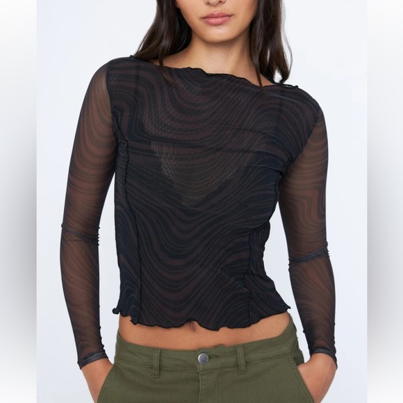 NWT Monk + Lou sheer longsleeve top - Picture 1 of 4